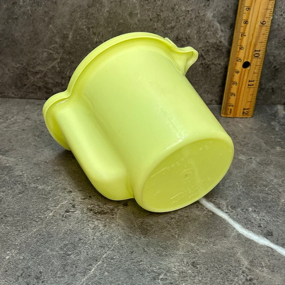 Vintage Tupperware Lime Green/Yellow Creamer Pitcher Flip Top Lid Made in USA